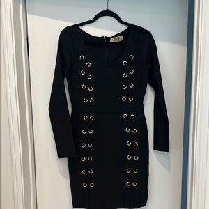 Chic Bandage Black Lace-Up Dress